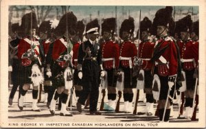 Postcard ON Toronto King George VI Inspecting Canadian Highlanders 1940 S96