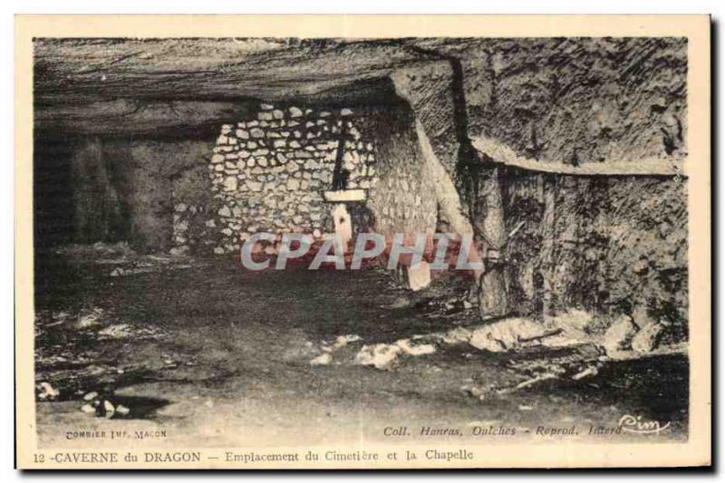 Old Postcard Dragon's Cave location Cemetery and Chapel Army