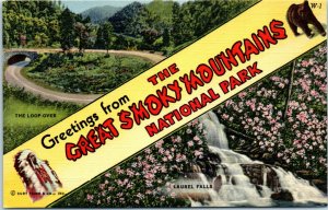 1940s Banner Greetings from the Great Smoky Mountains National Park Postcard