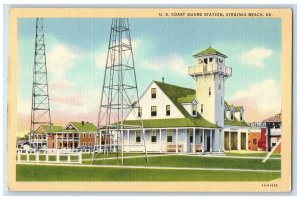 c1940's U.S. Coast Guard Station Truss Tower Virginia Beach Virginia VA Postcard