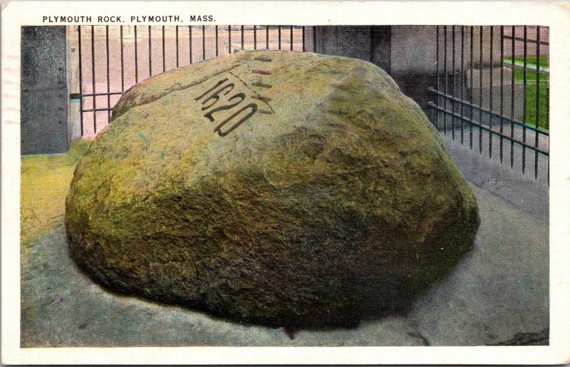 Vintage Postcard White Border Plymouth Rock Plymouth Massachusetts MA
