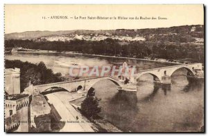 Old Postcard Avignon Pont d'Avignon and the Rhone the Rock of Your Domas