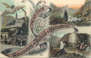 France Lourdes Souvenir de Sainte Bernadette 1858 - 1908 religious postcard 