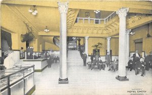 Cincinnati Ohio c1910 Postcard Lobby Hotel Emery