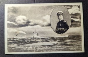 Mint Germany Postcard Uboat Navy Submarine U9 Captain Weddingen Portrait