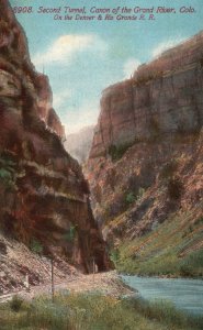 Vintage Postcard Second Tunnel Canon Of The Grand River Denver & Rio Colorado CO