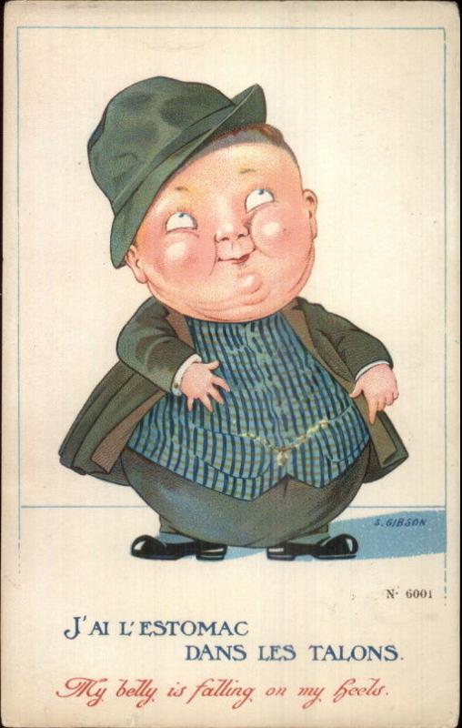 Caricature - Jolly Little Fat Man My Belly Is Falling On My Heels S. Gibson PC 