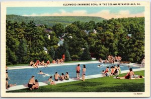 VINTAGE POSTCARD GLENWOOD SWIMMING POOL IN THE DELAWARE WATER GAP PA 1930s