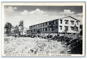 c1920's Barrack's of the 301st US Infantry Camp Devens Ayer MA Postcard 