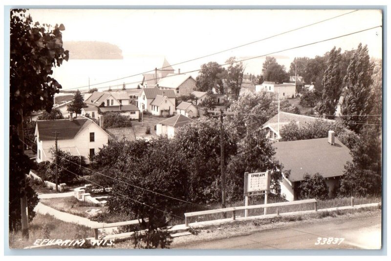 c1940's Bird's Eye View Of Ephraim Wisconsin WI RPPC Photo Vintage Postcard 