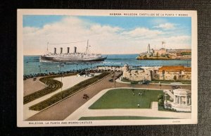 Mint Vintage Habana Malecon La Punta and Morro Castles Picture Postcard