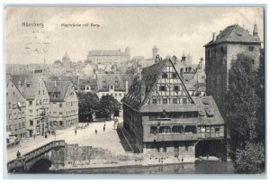 1908 Max Bridge with Burg Nuremberg Germany Antique Posted Postcard