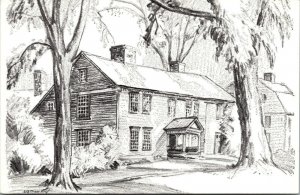 Vtg Frary House Deerfield Massachusetts MA Artist Signed Postcard