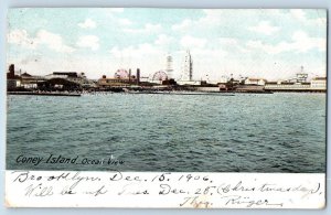 Coney Island New York NY Postcard Ocean View Amusement Park Scene 1906 Antique