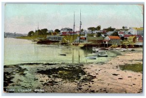 c1960 York Village Sailboats Harbor Docking Shore Houses Buildings ME Postcard