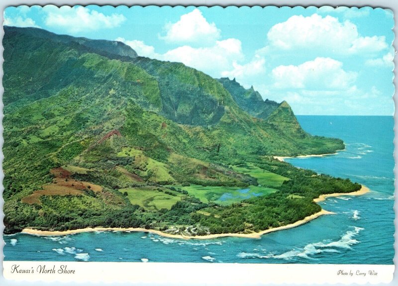 c1970s Kauai, Hawaii North Shore Coastal Cliffs Beaches Aerial Chrome 4x6 PC M24