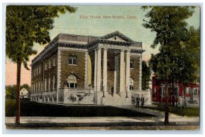 1916 Elk's Home Building Roadside Entrance New Britain Connecticut CT Postcard