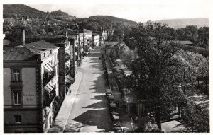 VINTAGE POSTCARD STREET VIEW TOWN OF BAD KISSINGEN GERMANY REAL PHOTO RPPC 1950