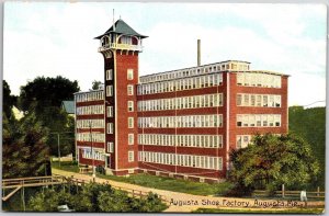 Augusta Shoe Factory Maine ME Grounds & Trees Building Structure Postcard