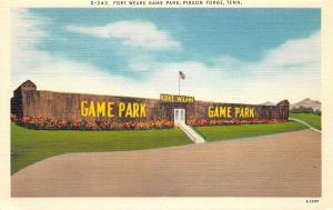 C79/ Pigeon Forge Tennessee Tn Postcard Linen Fort Weare Game Park Stadium?