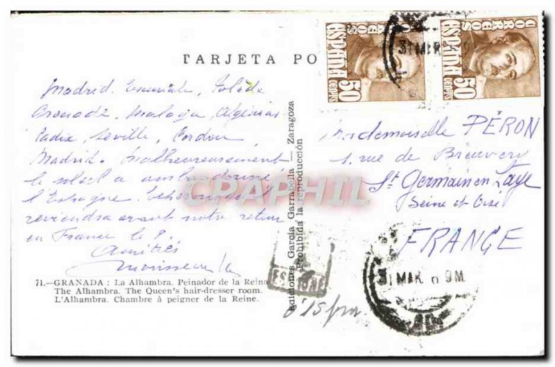 Old Postcard Granada Alhambra