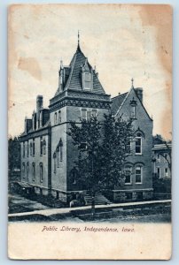 Independence Iowa IA Postcard Public Library Exterior View c1910 Vintage Antique