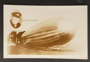 Mint Vintage Hugo Eckener Graf Zeppelin in Hangar LZ 127 Real Picture Postcard