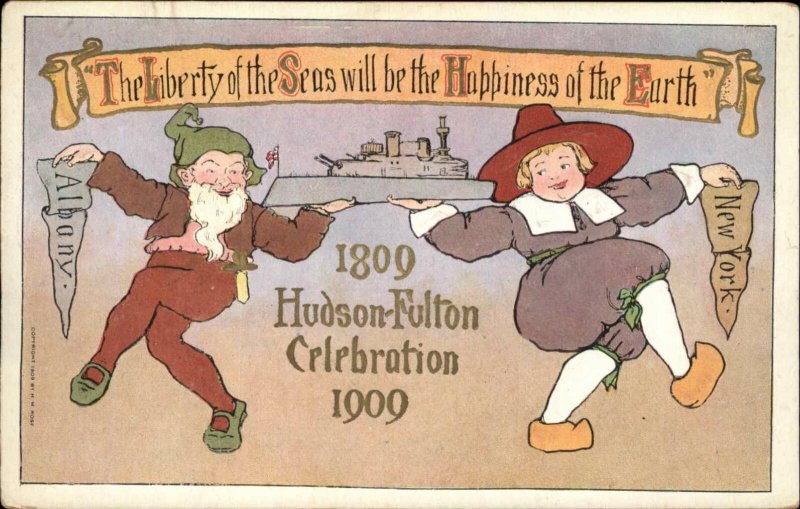 1909 Hudson Fulton Celebration Albany NY Liberty of the Seas Embossed PC