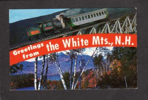 NH Greetings From The White Mountains Railroad Train  New Hampshire Postcard