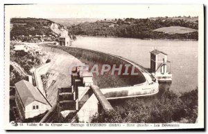 Old Postcard Dam & # 39Eguzon Left Bank The weirs