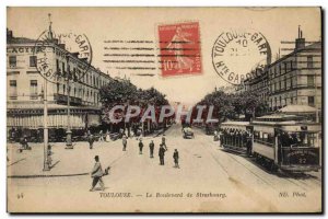 Old Postcard Tram Toulouse Boulevard de Strasbourg