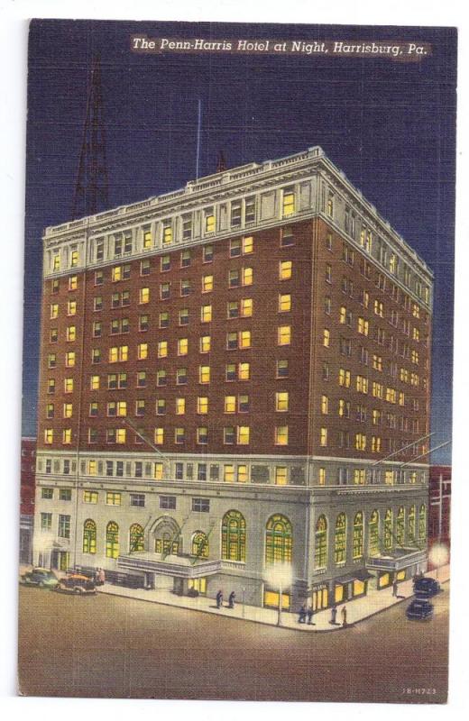 Penn Harris Hotel Harrisburg PA 1941 Curteich Linen