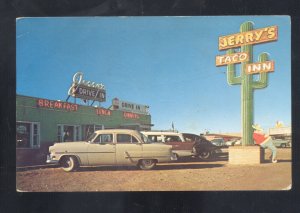 CHEYENNE WYOMING JERRY'S TACO INN RESTAURANT OLD CARS ADVERTISING POSTCARD