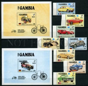 008881 CLASSIC CAR 1986 set+2S/S GAMBIA #8881