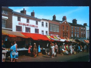 Staffordshire NEWCASTLE UDER LYME The Open Market c1970's Postcard