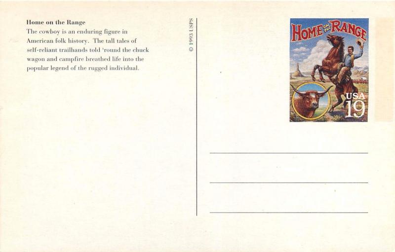 USPS Home on the Range 1993 Cowboy Postcard