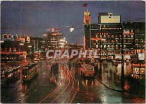 Modern Postcard the Copenhagen Denmark City Hall Square by Night Tram