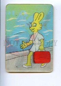 487059 USSR 1977 cartoon well you wait hare wolf lenticular 3D Pocket CALENDAR