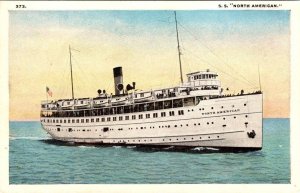 Vintage Passenger Ship   S.S. NORTH AMERICAN    ca1920's Postcard