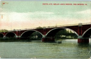 Bridges Postcard Sixth Ave Melan Arch Bridge Des Moines Iowa