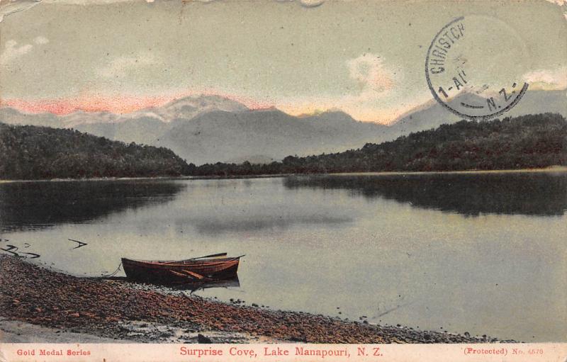 Suprise Cove, Lake Manapouri, New Zealand, Early Postcard, Used in 1910