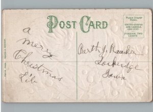 Santa Claus Surrounded by Mistle toe Christmas Postcard c1915