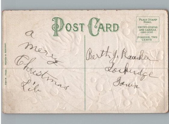 Santa Claus Surrounded by Mistle toe Christmas Postcard c1915