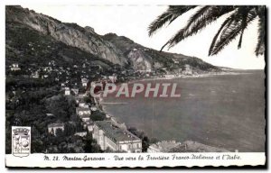 Old Postcard Menton Garavan View towards Frontiere Franco Italian and Italy