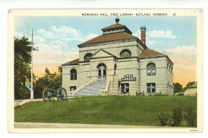 VT - Rutland. Memorial Hall Free Library