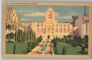 Linen Postcard-Los Angeles Public Library..California