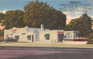 Madison Wisconsin Fedele's Superb Food and Cocktails Vintage Postcard AA58306