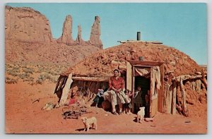 Navajo Indian Woman And Her Children In Magnificent Monument Valley Postcard N23