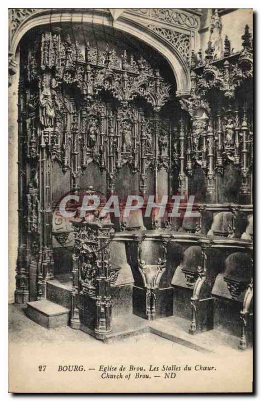 Postcard Old Brou Church Bourg The Stalls Choir