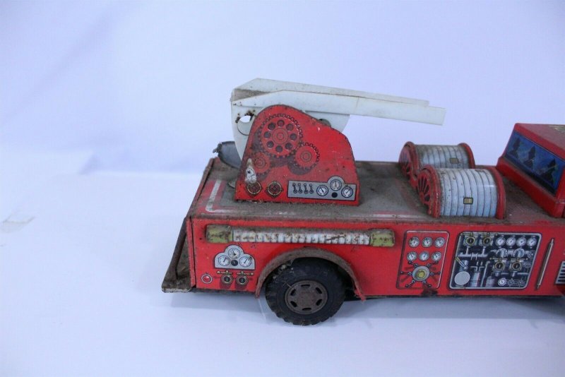 Fire Truck Vintage Metal Selling for Parts or Repair Non Working 13 1/2 Long